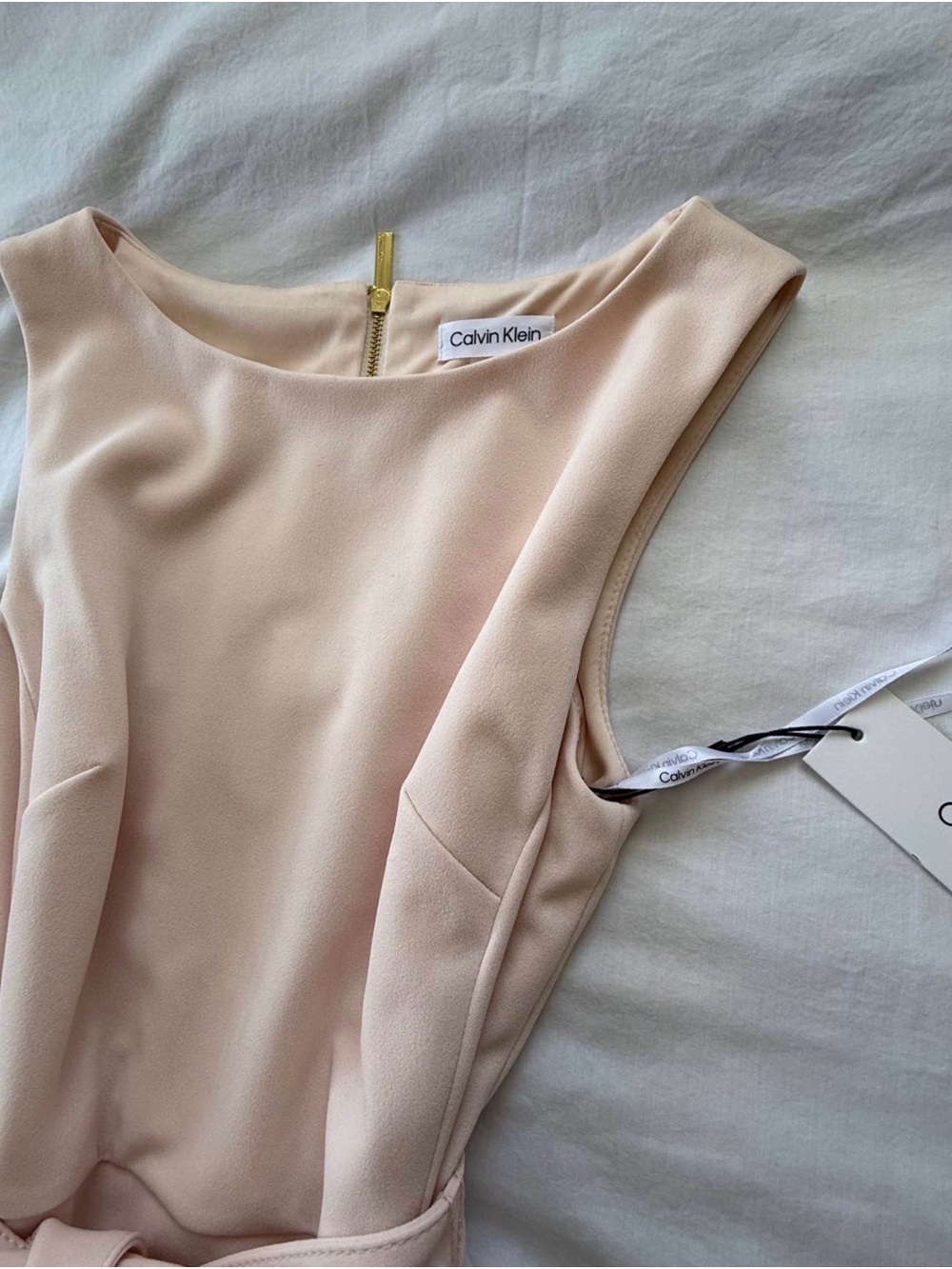 Calvin Klein Pale Blush High-Low Ruffle Wrap Dress - Picture 3 of 6